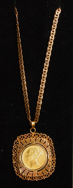 Victoria. Sovereign necklace. 1864 Shield back.