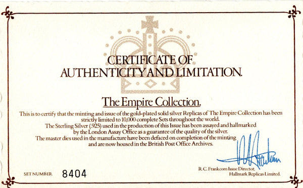The Empire Collection. Silver gilt ingot set.