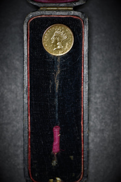 USA. Gold dollar. 1856. pin mounted.