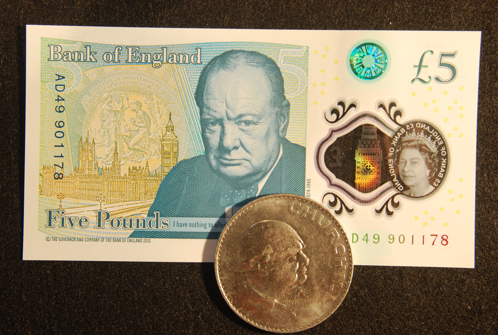 Winston Churchill on the new £5 note.