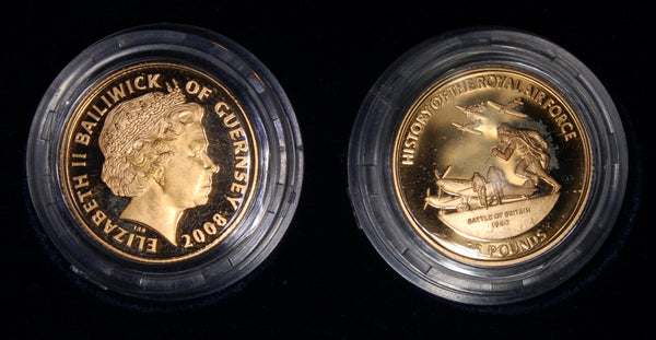 Guernsey. Gold £25 proof pair. Battle of Britain. 2008