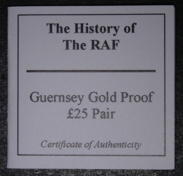 Guernsey. Gold £25 proof pair. Battle of Britain. 2008