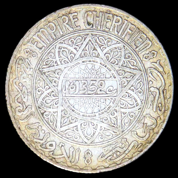 Morocco. 10 Francs. AH1352.