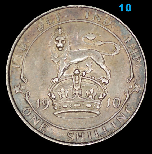 Edward VII. Shilling. 1910. A selection.