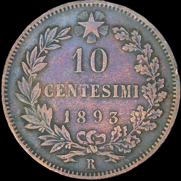 Italy. 10 Centisimi. 1893.