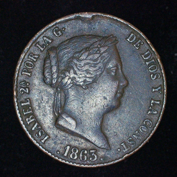 Spain. 25 Centimos. 1863