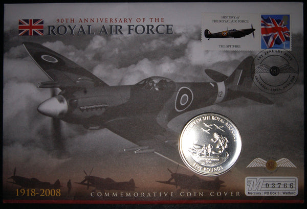 Guernsey. Five Pounds & FDC. 2008. Spitfire.