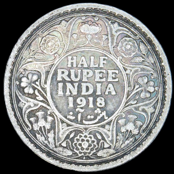 India. Half Rupee. 1918.