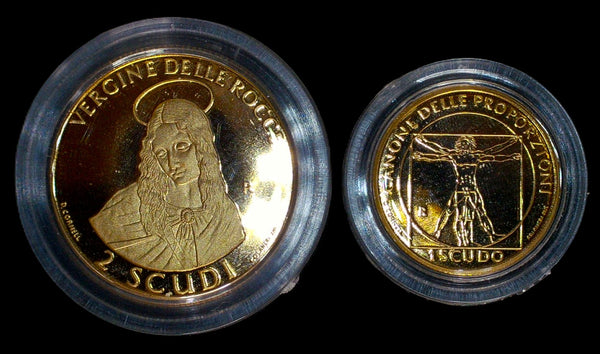 San Marino. Proof 1 & 2 Scudi gold coin set. 1998.