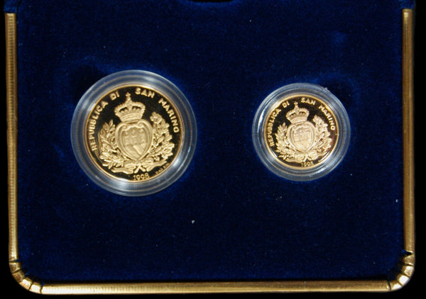 San Marino. Proof 1 & 2 Scudi gold coin set. 1998.