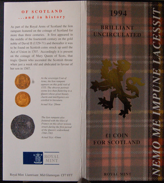 Elizabeth II. Royal Mint £1 coin presentation pack. 1994