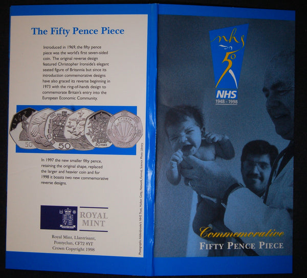 Elizabeth II. Royal Mint NHS 50p presentation pack. 1998
