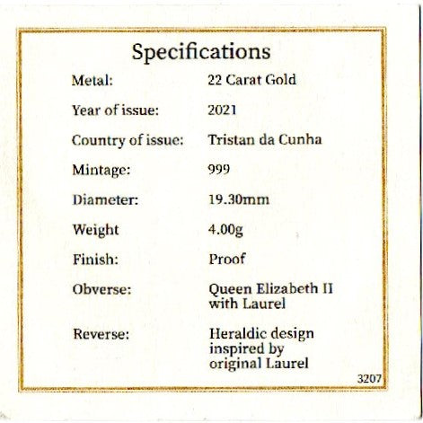 Tristan da Cunha. Half Laurel. 2021