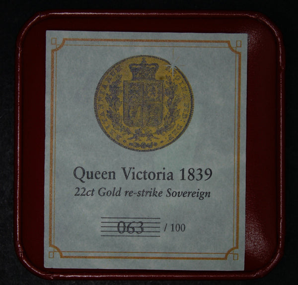 Victoria. Sovereign. 1839. Re-strike.