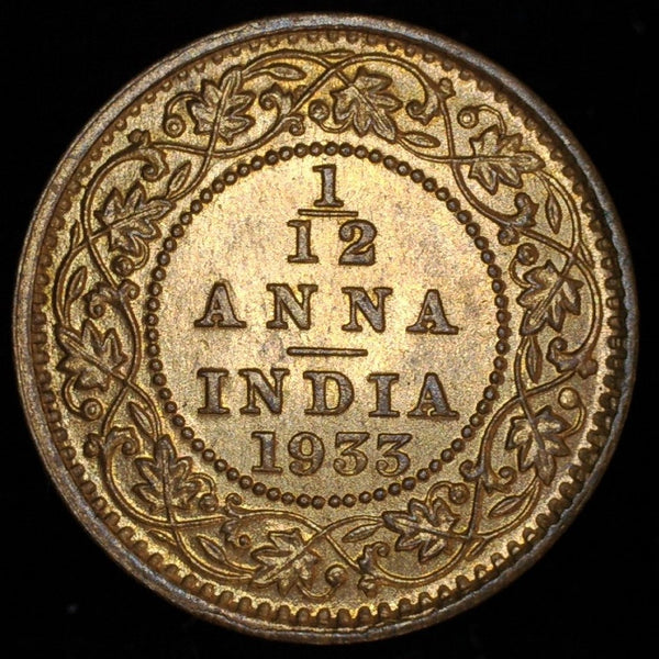 India. 1/12 Anna. 1933