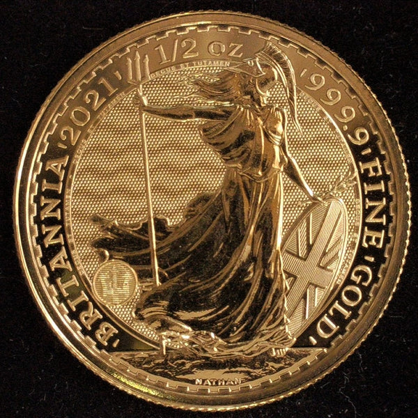 Elizabeth II. Gold £50 1/2 ounce Britannia. 2021