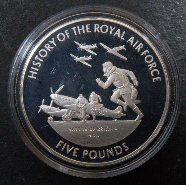 Guernsey. Silver proof 5 pounds. 2008. Battle of Britain.