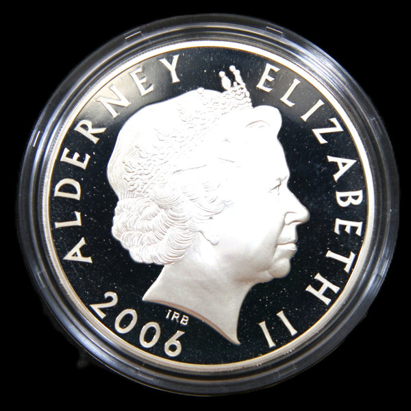 Alderney. Silver proof Ten pounds. 2006. Elizabeth II 80th birthday.