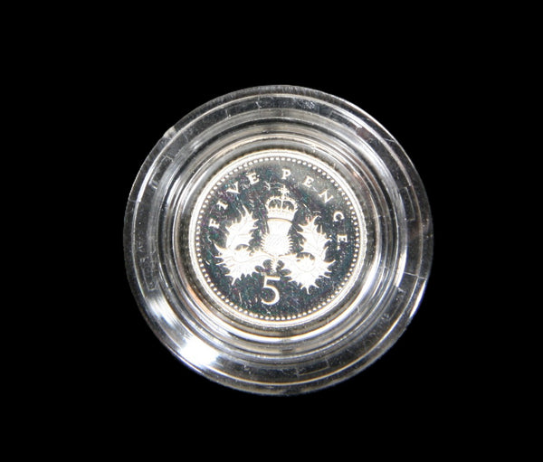 Elizabeth II. Silver piedfort proof five pence. 1990.