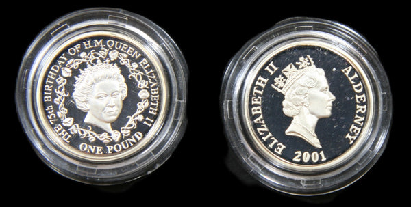 Alderney & Guernsey. £1 silver proof 2 coin set. 2001.