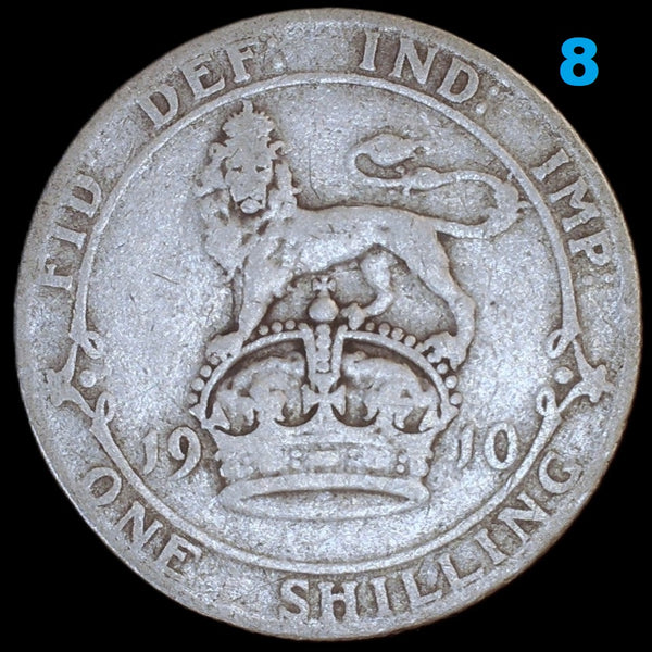 Edward VII. Shilling. 1910. A selection.