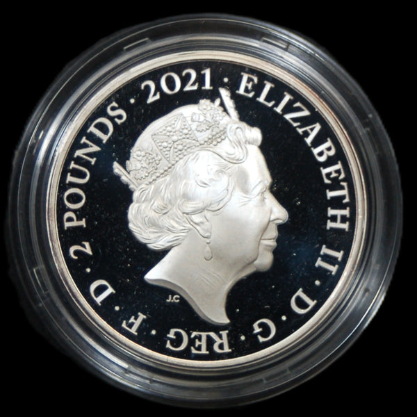Elizabeth II. Royal Mint. Proof fine silver 2 Pounds. Alice Through The Looking Glass. 2021.