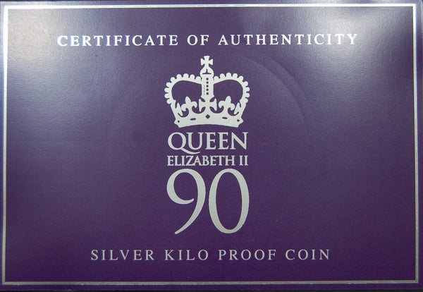 Jersey. Elizabeth II. 90th Birthday proof £100 fine silver One Kilo Coin. 2016 .