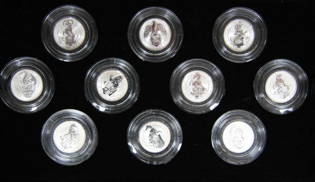 Elizabeth II. Royal Mint The Queens Beasts 1/4 ounce 10 coin set.