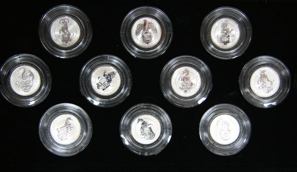 Elizabeth II. Royal Mint The Queens Beasts 1/4 ounce 10 coin set.
