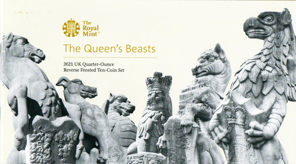 Elizabeth II. Royal Mint The Queens Beasts 1/4 ounce 10 coin set.