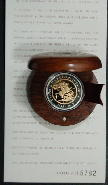 Australia. Perth mint. Centenary proof sovereign. 1999.