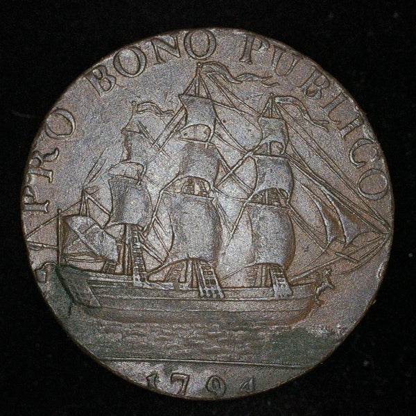 Hampshire Emsworth Half Penny token. Earl Howe / Sailing Ship. 1794