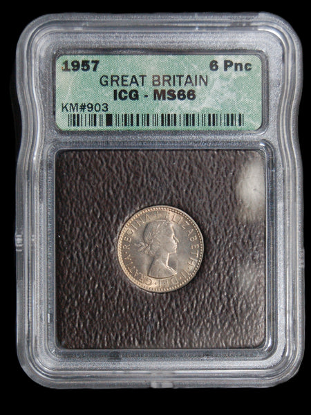 Elizabeth II. Sixpence. 1957.