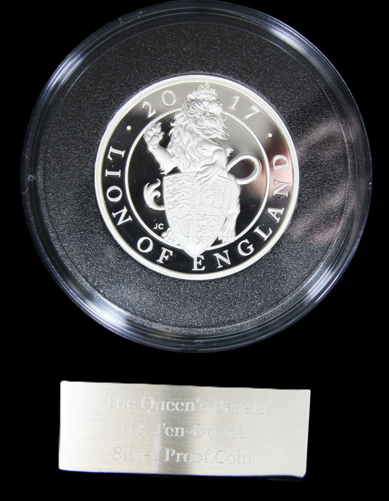 Elizabeth II. 'The Queens Beasts' 10oz fine silver proof coin. 2017. The Lion of England.