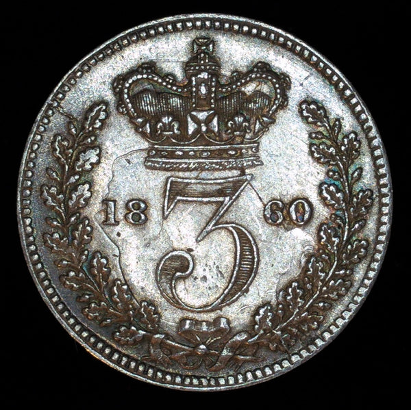 Victoria. Threepence. 1860. Unusual strike