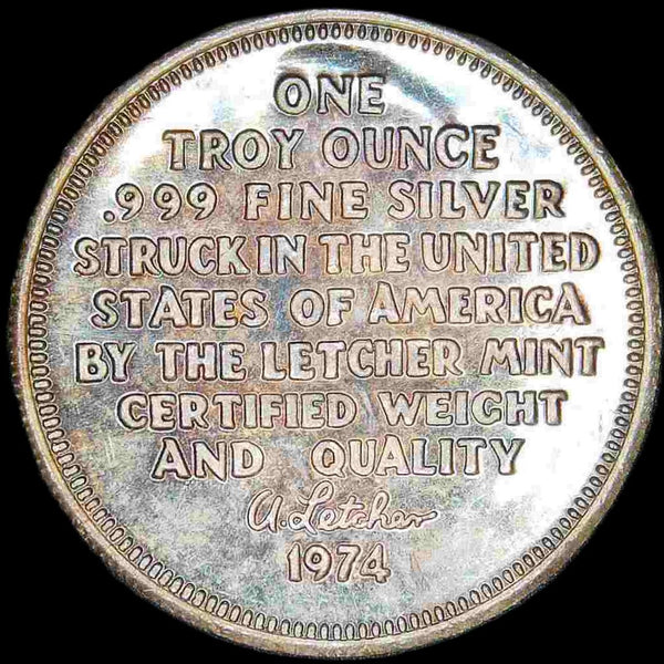 USA. One ounce fine silver. Letcher mint. 1974.