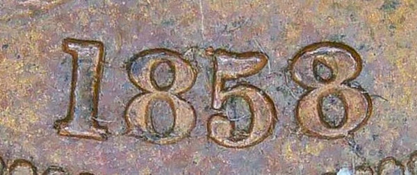Victoria. Penny. 1858/3 overdate
