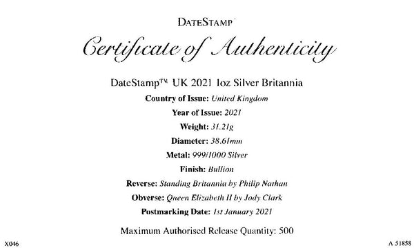 Elizabeth II. 1 Ounce Britannia. 2021. Datestamp issue.