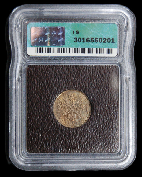 Elizabeth II. Sixpence. 1966.