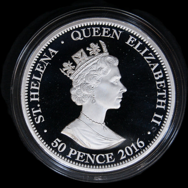 St Helena. Proof 5 Ounce fine silver 50 pence. 2016