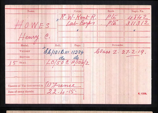 WW1. Trio. Howes. R.W. Kent. R