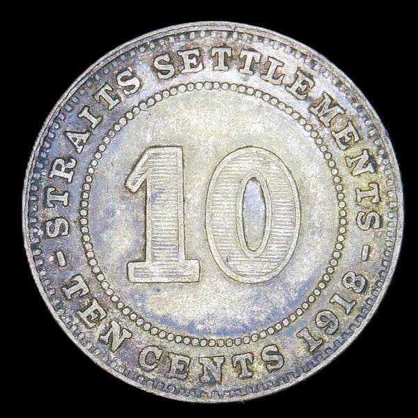 Straits Settlements. 10 Cents. 1918.