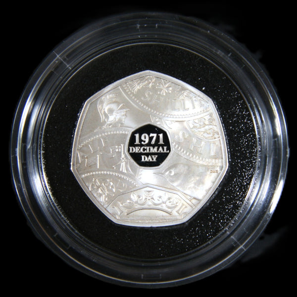 Elizabeth II. Proof Silver 50 Pence. 2021. Decimal Day commemorative.