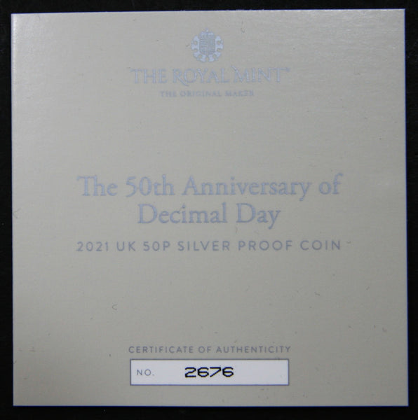 Elizabeth II. Proof Silver 50 Pence. 2021. Decimal Day commemorative.