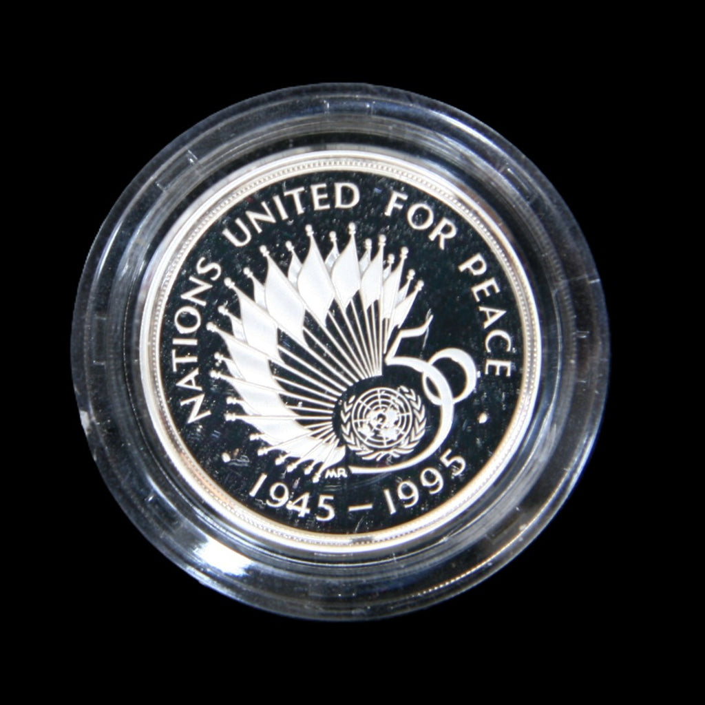 Elizabeth II. Silver proof piedfort two pounds. 1995. United Nations.