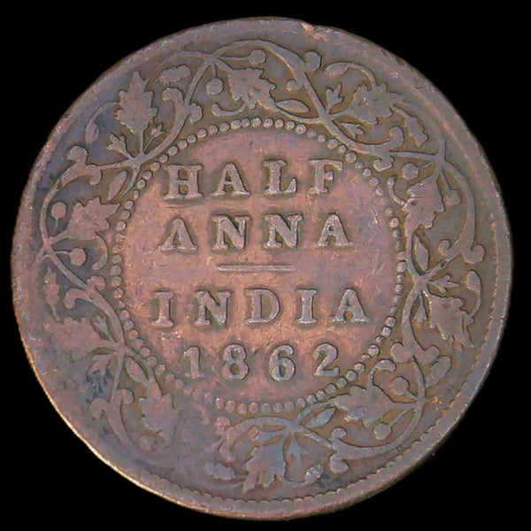 India. Half anna. 1862