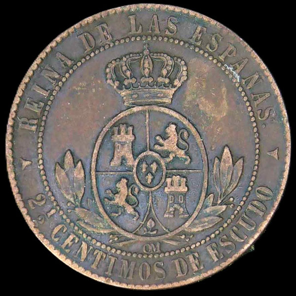Spain. 2/12 Centimos. 1867.