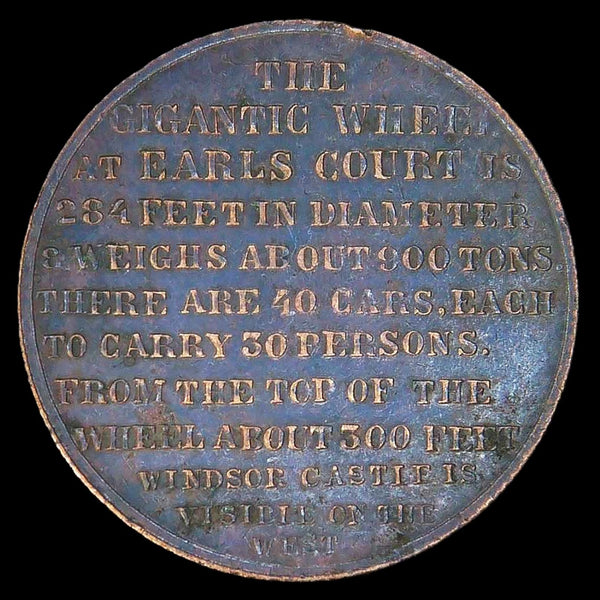 Earls Court Gigantic Wheel token. 1897