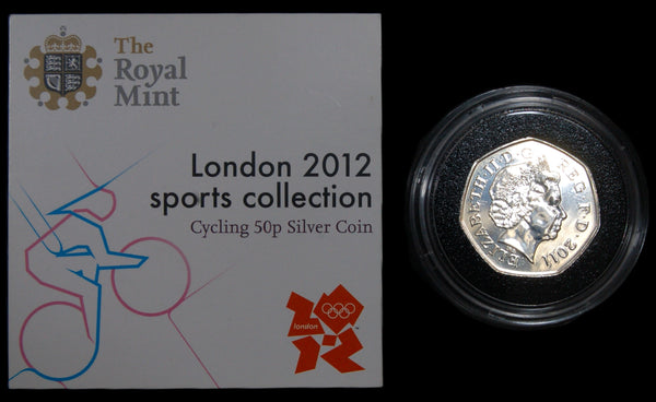 Elizabeth II. Silver 50 Pence. 2011, Olympic cycling.