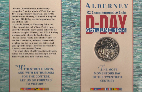Alderney. D Day 50th Anniversary Two Pounds. 1994